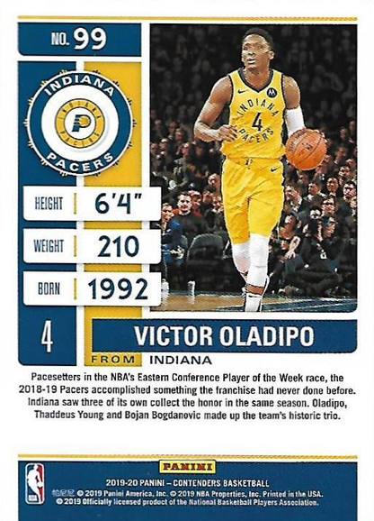 2019 Panini Contenders Victor Oladipo #99 Indiana Pacers