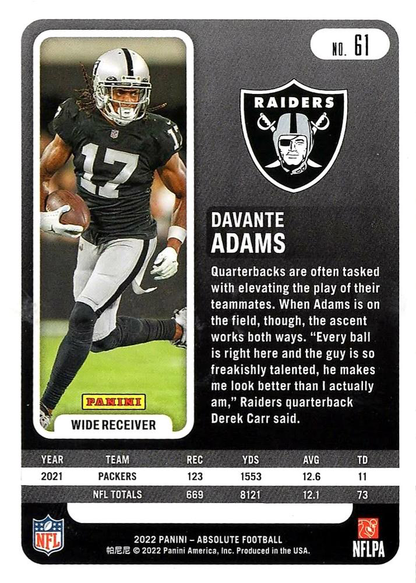 2022 Panini Absolute Davante Adams #61 Las Vegas Raiders