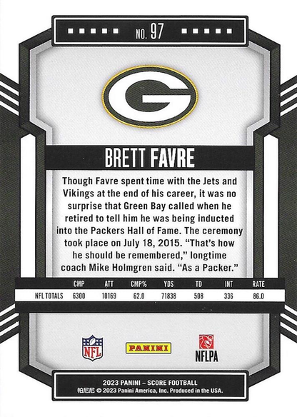 2023 Panini Score Football Brett Favre Green Bay Packers #97