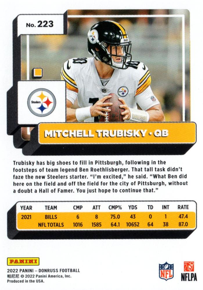 2022 Panini Donruss Mitchell Trubisky #223 Pittsburgh Steelers