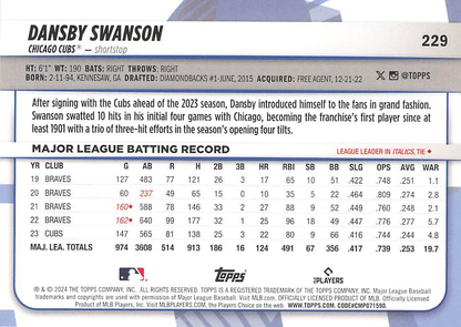 2024 Topps Big League Uncommon Foil Dansby Swanson SP Chicago Cubs #229