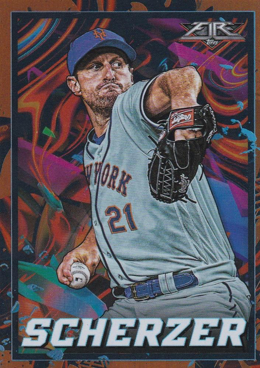 2022 Topps Fire Orange Parallel Max Scherzer 066 /299 New York Mets #7
