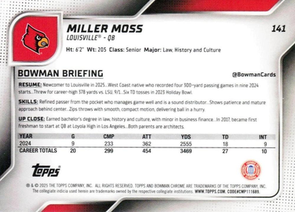 2025 Topps Bowman U Chrome Miller Moss 1st #141 Louisville Cardinals