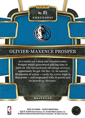 2023 Panini Select NBA Blue Olivier-Maxence Prosper RC #85 Dallas Mavericks