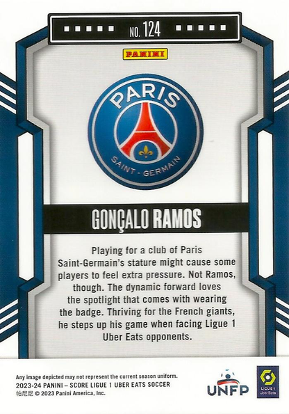 2023 Panini Score Ligue 1 Goncalo Ramos #124 Paris Saint-Germain