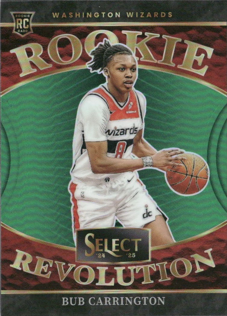 2024 Panini Select Rookie Revolution Green Prizm RC Bub Carrington #7 Washington Wizards