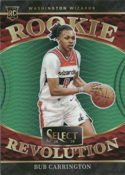 2024 Panini Select Rookie Revolution Green Prizm RC Bub Carrington #7 Washington Wizards
