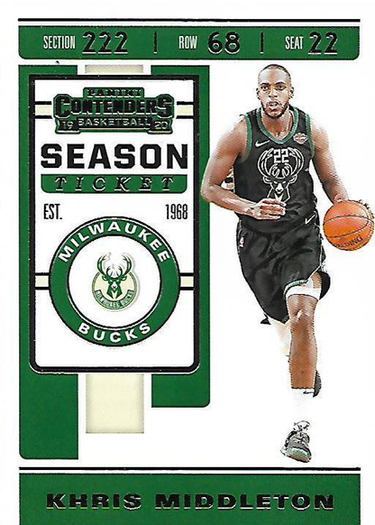 2019 Panini Contenders Khris Middleton #61 Milwaukee Bucks