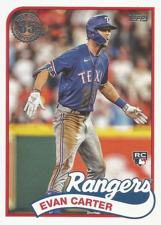 2024 Topps Series 2 1989 35th Anniversary Evan Carter RC Texas Rangers #89B2-45