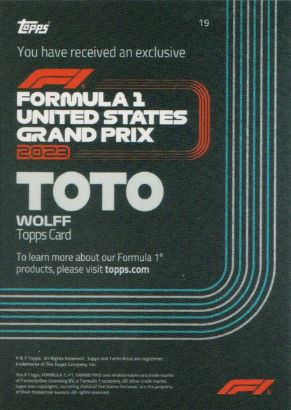 2023 Topps United States Grand Prix Toto Wolff #19 Mercedes-AMG
