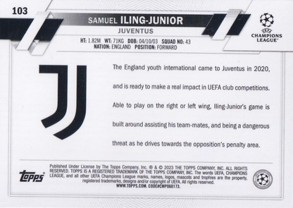 2022 Topps Chrome UCC Samuel Iling-Junior RC #103 Juventus