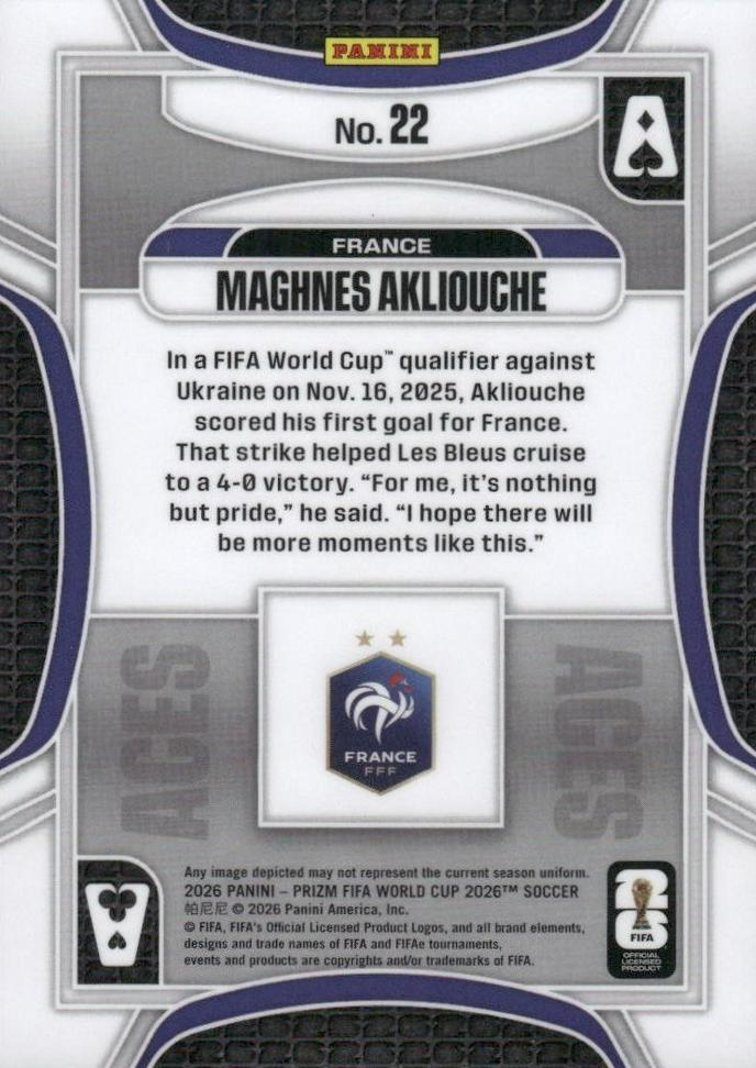 2026 Panini Prizm World Cup Aces Maghnes Akliouche #22 France