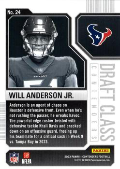 2023 Panini Contenders Draft Class Contenders Will Anderson Jr. Houston Texans #24