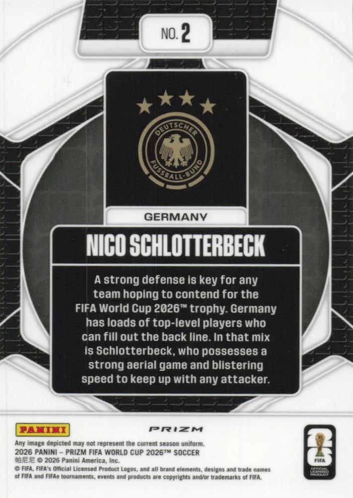 2026 Panini Prizm World Cup Trophy Hunting Nico Schlotterbeck #2 Allemagne