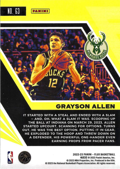 2022 Panini Flux Grayson Allen #63 Milwaukee Bucks