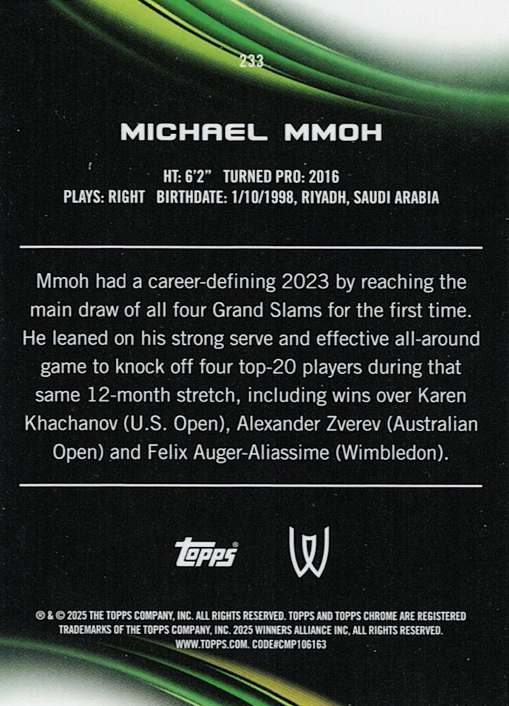 2025 Topps Chrome Tennis Geometric Michael Mmoh #233