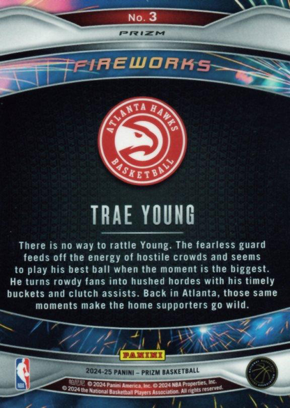 2024 Panini Prizm Fireworks Silver Trae Young #3 Atlanta Hawks