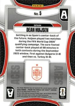 2026 Panini Prizm World Cup Aces Dean Huijsen #5 Espagne