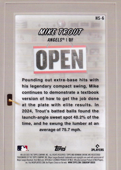 2025 Topps Bowman Hobby Stars Mike Trout Los Angeles Angels #HS-6