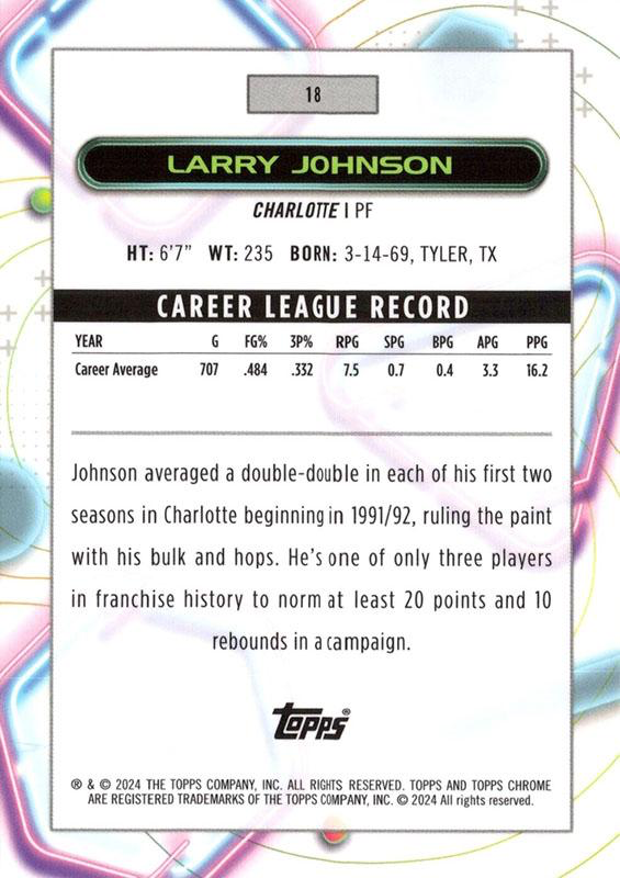2023 Topps Chrome Cosmic Larry Johnson #18 Charlotte Hornets