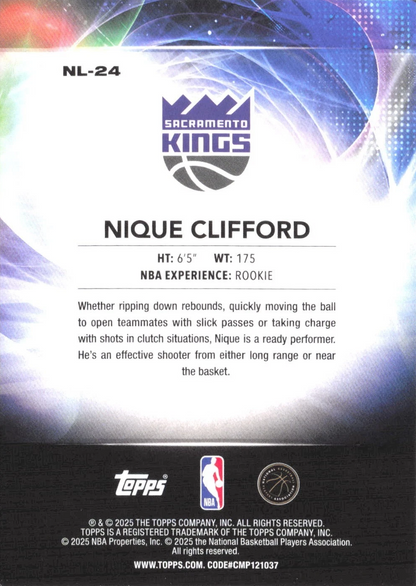 2025 Topps NBA No Limit Nique Clifford NL-24 Sacramento Kings