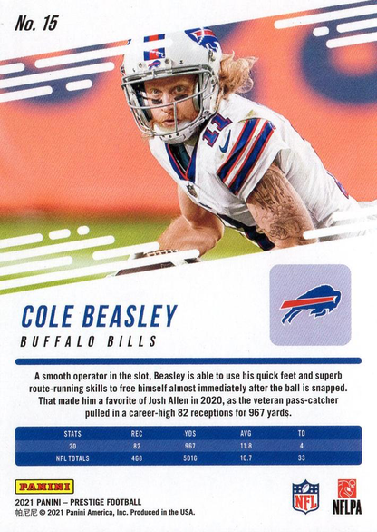 2021 Panini Prestige Cole Beasley #15 Buffalo Bills