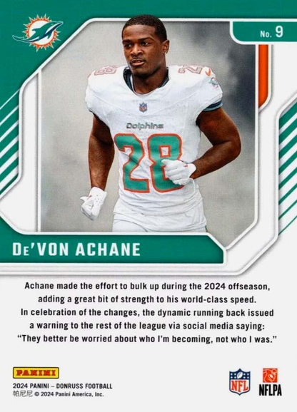 2024 Panini Donruss Elite Series De'Von Achane #9 Miami Dolphins
