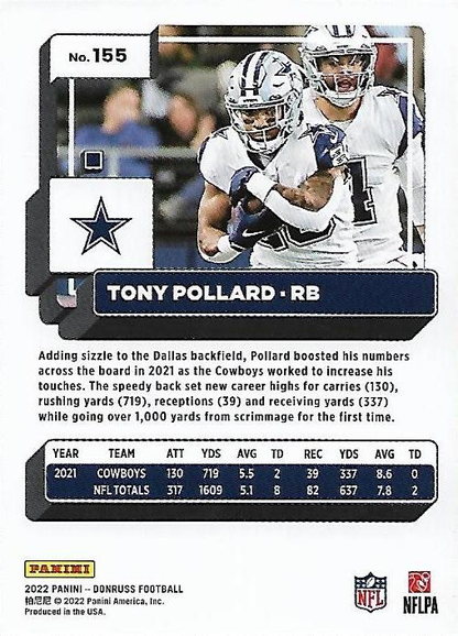 2022 Panini Donruss Tony Pollard #155 Dallas Cowboys