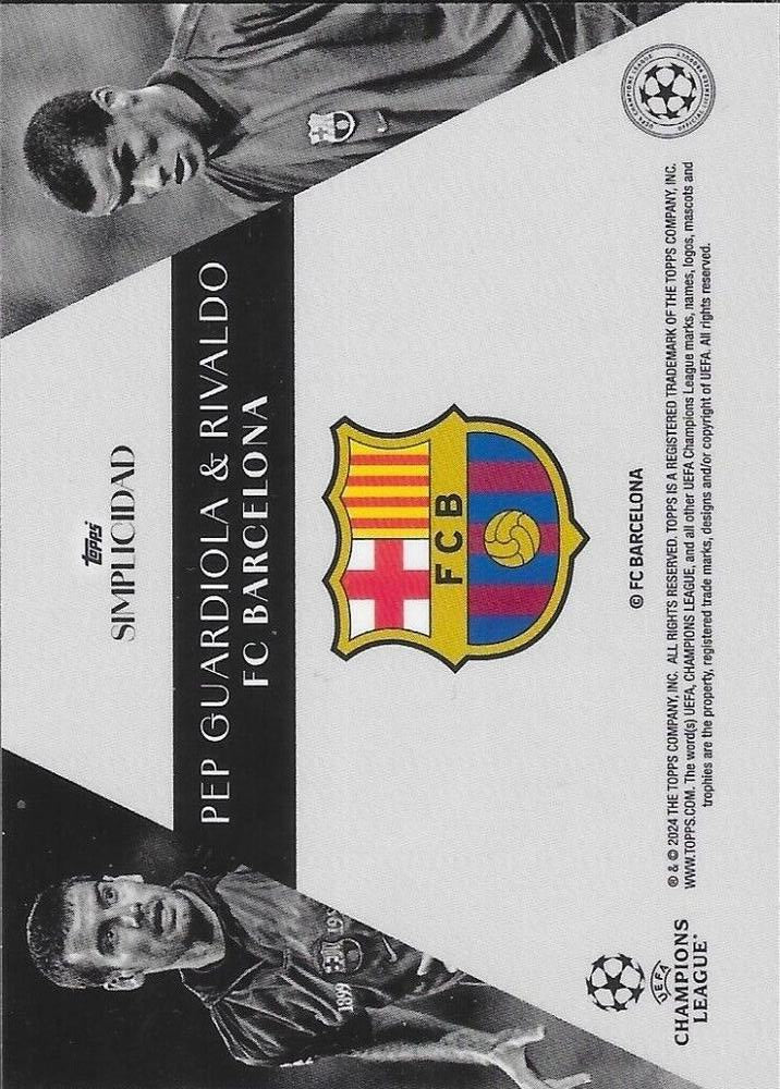 2023 Topps Simplicidad Pep Guardiola / Rivaldo FC Barcelona