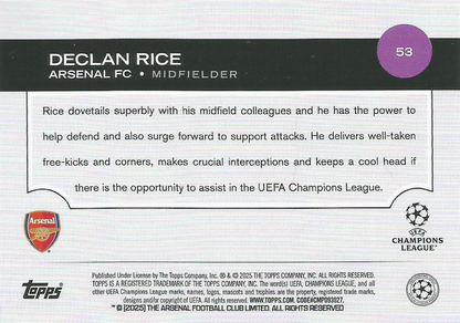 2024 Topps UCC Declan Rice #53 Arsenal FC