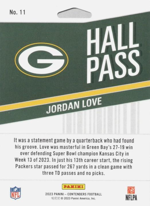 2023 Panini Contenders Hall Pass Jordan Love Green Bay Packers #11