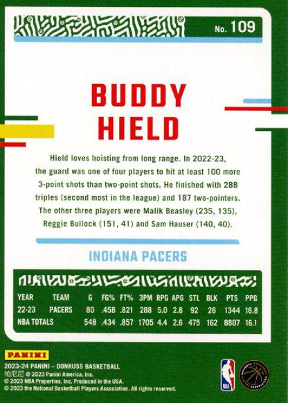 2023 Panini Donruss Buddy Hield #109 Indiana Pacers