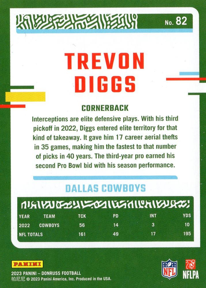 2023 Panini Donruss Trevon Diggs #82 Dallas Cowboys