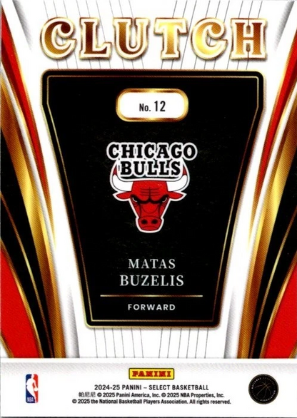 2024 Panini Select Clutch Matas Buzelis RC #12 Chicago Bulls