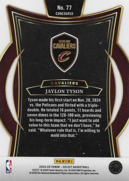 2024 Panini Select Jaylon Tyson RC Blue #77 Cleveland Cavaliers