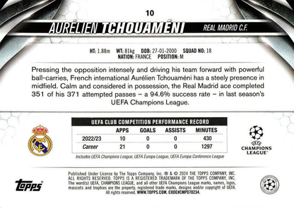 2023 Topps UCC Aurélien Tchouaméni #10 Real Madrid CF