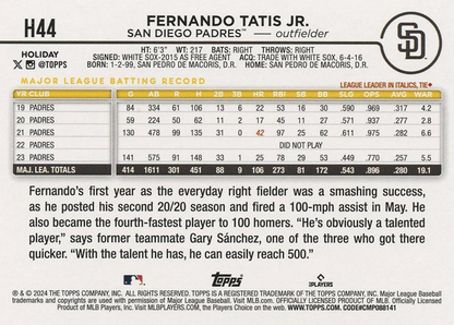 2024 Topps Holiday Silver Glitter Fernando Tatis Jr. San Diego Padres #H44