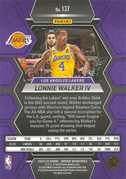 2022 Panini Mosaic Lonnie Walker IV #137 Los Angeles Lakers