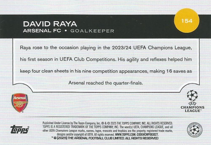 2024 Topps UCC David Raya #154 Arsenal FC