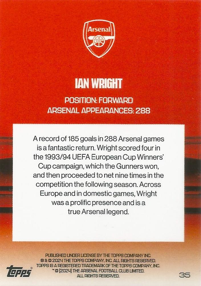 2023 Topps Arsenal Team Set Ian Wright North London Forever #35 Arsenal FC