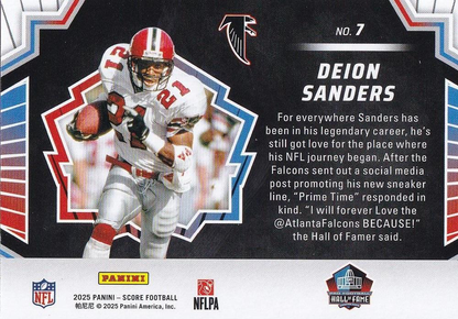2025 Panini Score Men of Canton Deion Sanders #7 Atlanta Falcons