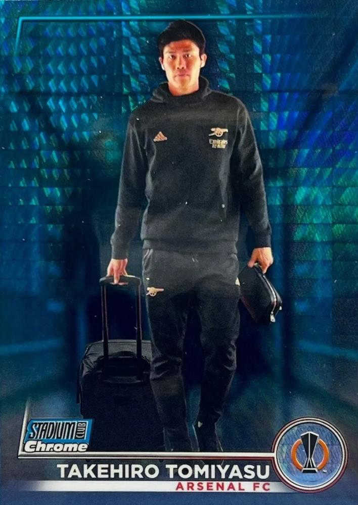 2022 Topps Stadium Club Chrome UCC Takehiro Tomiyasu Blue Prism Refractor #79 Arsenal FC