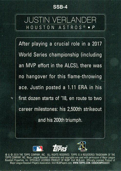 2019 Topps Series Stars of the Game Justin Verlander #SSB-4 Houston Astros