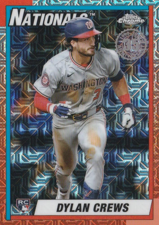 2025 Topps Series 1 Mojo 1990 Topps Baseball 35th Anniversary Chrome Dylan Crews Washington Nationals #T90C-44