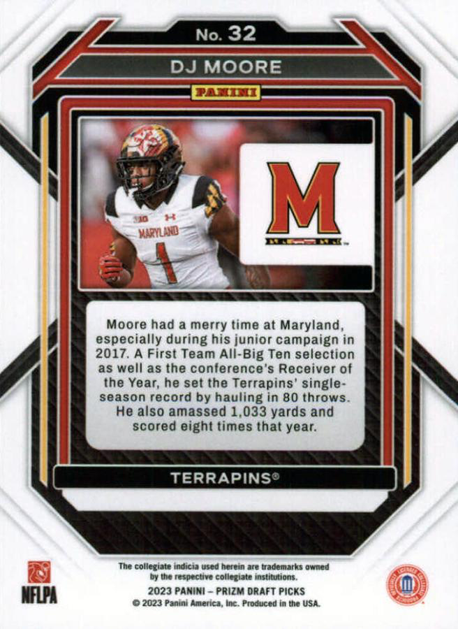 2023 Panini Prizm Draft Picks DJ Moore #32 Maryland Terrapins