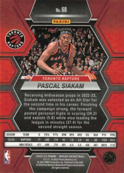 2022 Panini Mosaic Pascal Siakam #68 Toronto Raptors