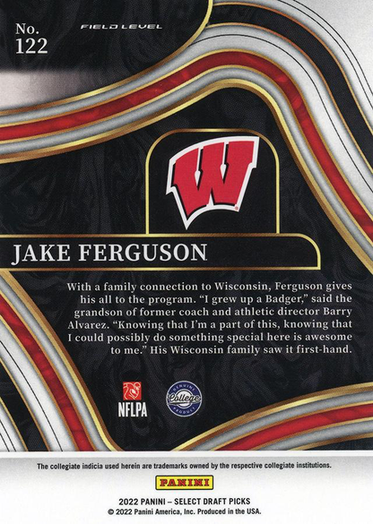 2022 Panini Select Draft Picks Blue Jake Ferguson #122 Wisconsin Badgers