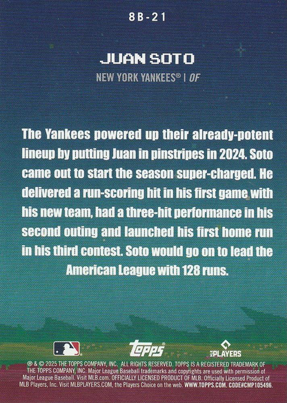 2025 Topps Series 1 8-Bit Ballers Juan Soto New York Yankees #8B-21