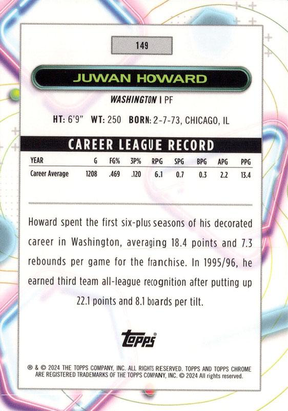 2023 Topps Chrome Cosmic Juwan Howard #149 Washington Wizards