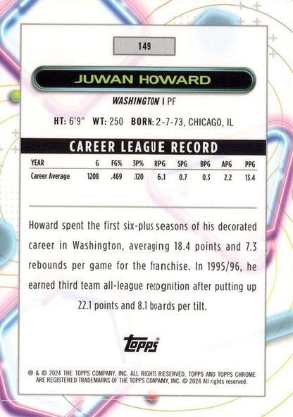 2023 Topps Chrome Cosmic Juwan Howard #149 Washington Wizards